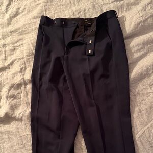 Men's Navy Dress Pants - Tailored Pleat Front